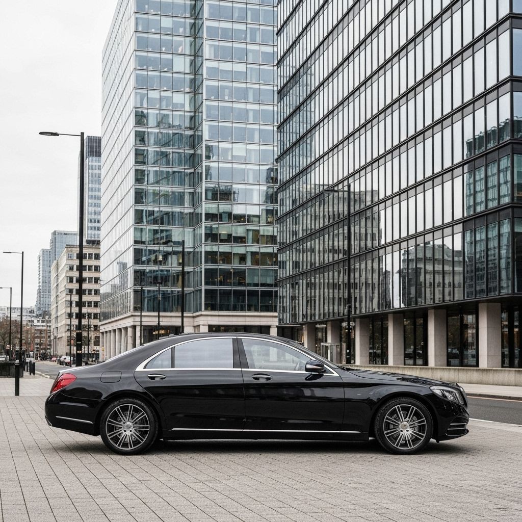 Black Mercedes S-Class first class luxury chauffeur