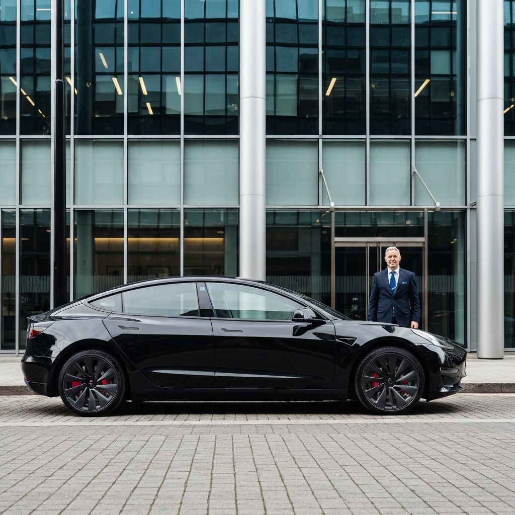 Black Tesla Model 3 luxury chauffeur car